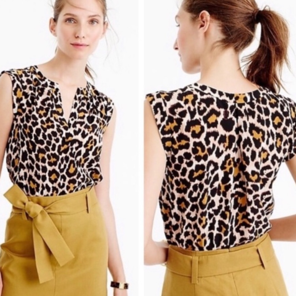 J.CREW brand. Leopard print sleeveless 100% silk top